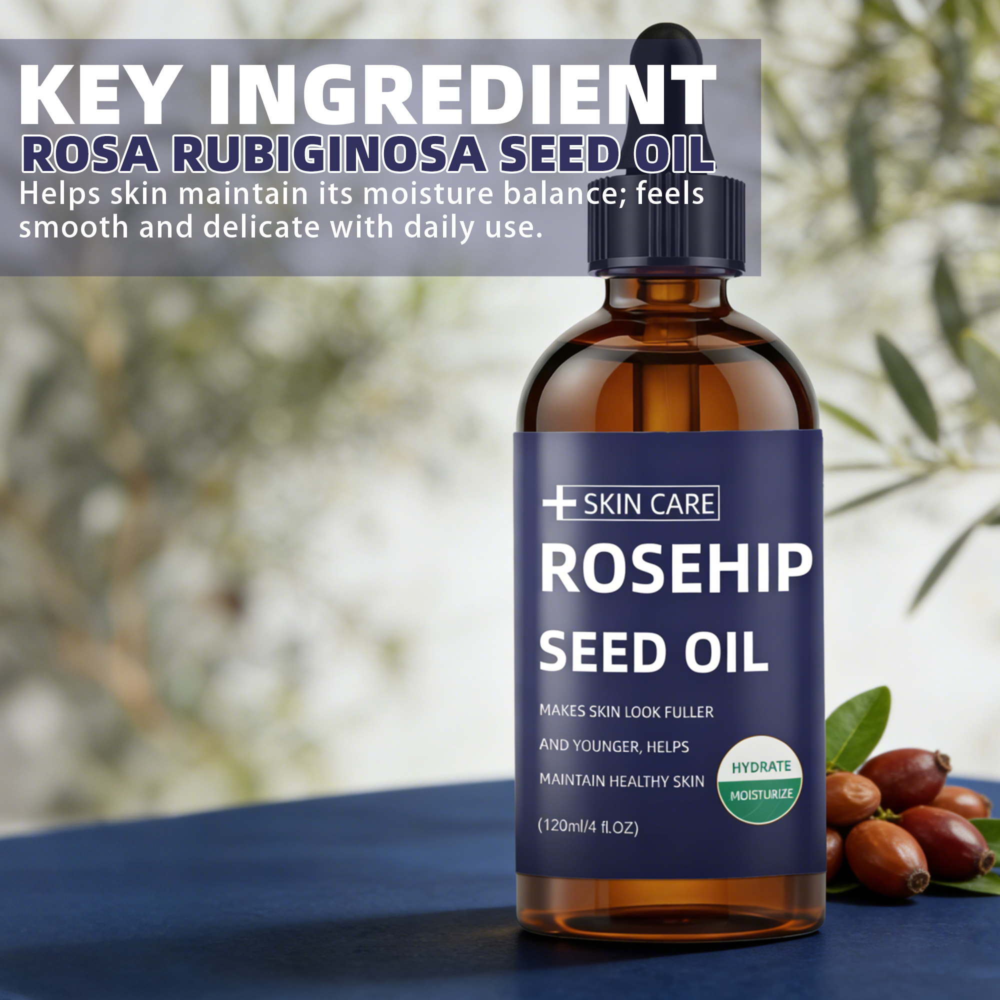 Rosehip seed body oil detail 4